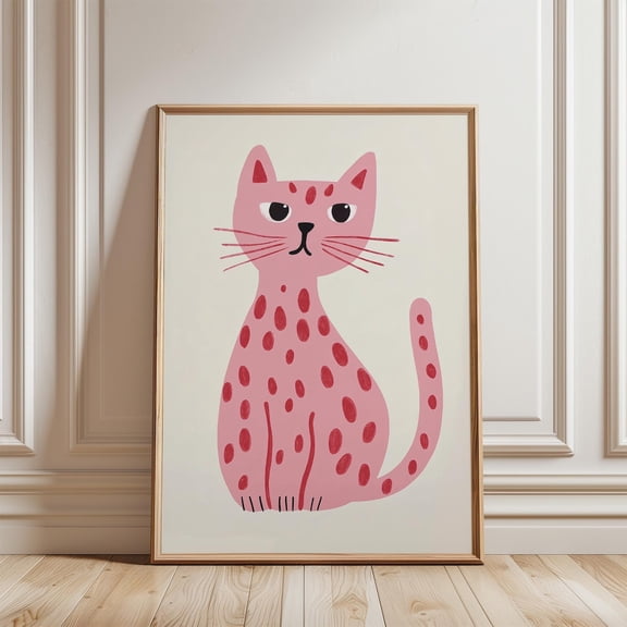 Cat Print Fun Nursery Decor Animal Wall Art Playroom, Unframed Paper Poster 8x10in