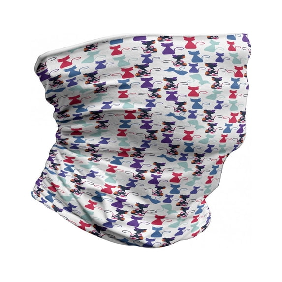 Cat Print Neck Gaiter, Baby Cats Flowers Colors, Unisex, Multicolor, by Ambesonne