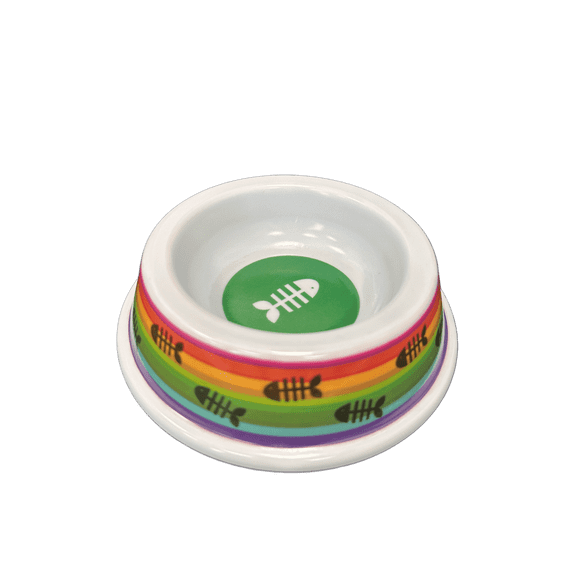 Cat Print Pet Dish, Fun, Functional Feeding Bowls with Fish Bone Design, Durable, Lightweight Plastic, Easy to Clean, Assorted Styles Perfect for Cats, Kittens, Mealtime Made Cute, Mix