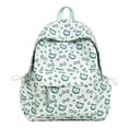 thumbnail image 1 of Cat Print School Backpack, Cute Aesthetic Backpack with Drawstring Side Pockets&Pendant, Lightweight Breathable Bookbag for Shopping Work Dating Daily Use, Green, 1 of 9