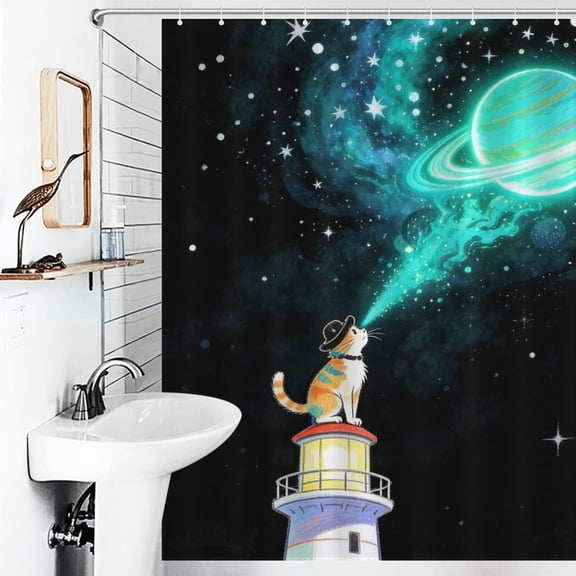 Cat Print Shower Curtain Animal Themes Bathroom Decor Shower Curtain 66inx72in(with 12 Hooks)
