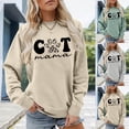 thumbnail image 1 of Cat Print Women's Sweatshirt Cat Mama Long Sleeve Crewneck Regular Fit Spring Cute Pullover Sweater, 1 of 5