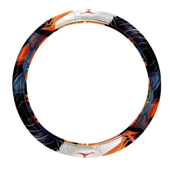 Cat Printing 14.5 Inch PVC Leather Steering Wheel Cover Auto Accessories for Car Wheel Covers, Steering Wheel Covers