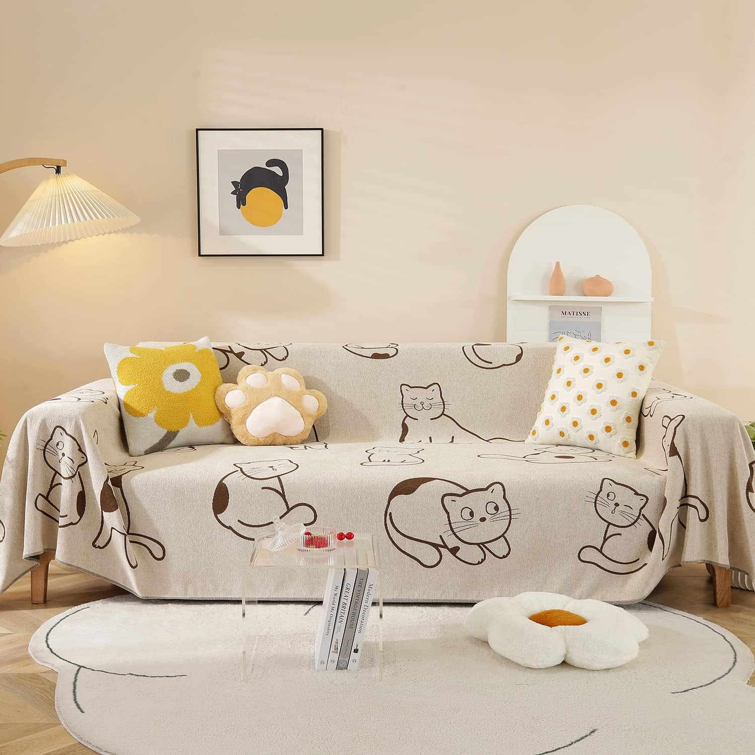 Cat Proof Couch Cover Large Couch Cover With Small Cat Pattern Design