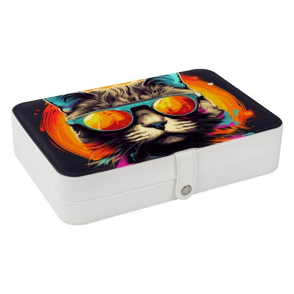 Cat Pu Leather Travel Organizer with Removable Compartment, Portable Earring Organizer, Bracelet Holder, Display Case