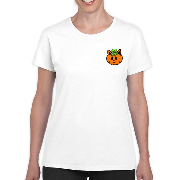 Cat Pumpkin Pin T-Shirt Women -Rose Khan Designs, Female 4X-Large