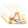 thumbnail image 1 of Cat Pumpkins Leaves 12×18 inch Placemats Heat Resistant Washable Foldable Rectangular Placemats Set Decoration Indoor Outdoor for Kitchen Dining Table 4PCs, 1 of 8