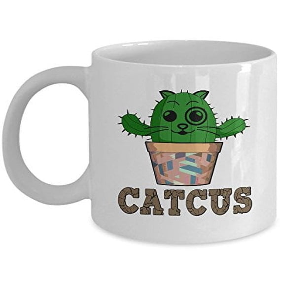 Cat 11 oz Coffee Mug - Catcus White Ceramic Gift