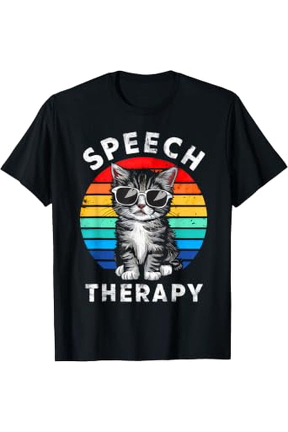 Cat Pun Speech Therapy Day SLP Therapist Cute T-Shirt