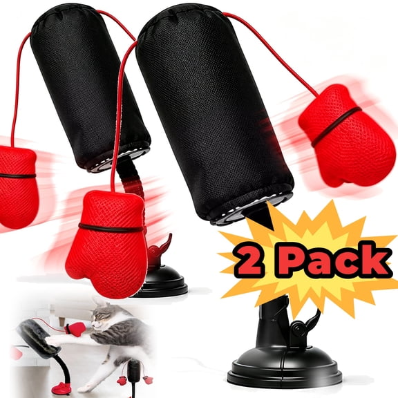 Cat Punching Bag Toy, Interactive Punch Cat Toy with Dangling Boxing Gloves, Sturdy ABS Suction Cup Base Wobble Cat Boxing Toy for Indoor Cats Exercise & Mental Stimulation, 1 Pack