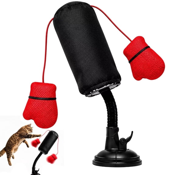 Cat Punching Bag Toy, Interactive Punch Cat Toy with Dangling Boxing Gloves, Sturdy ABS Suction Cup Base Wobble Cat Boxing Toy for Indoor Cats Exercise & Mental Stimulation