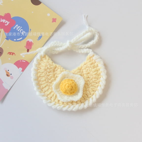 Cat Puppy Birthday Party Supplies, Knit Cat Kitten Birthday Bib Knit Bandana Scarf Pet Party Costume Headwear Accessories for Puppy Kitten Small Dogs Animals