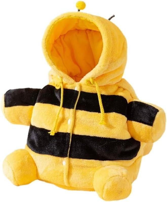 Cat Puppy Plush Outing Backpack, Soft Winter Warm Pet Carrier with Adjustable Crossbody Strap, Foldable Travel Backpack in Bee and Bear Style for Small Dogs and Cats