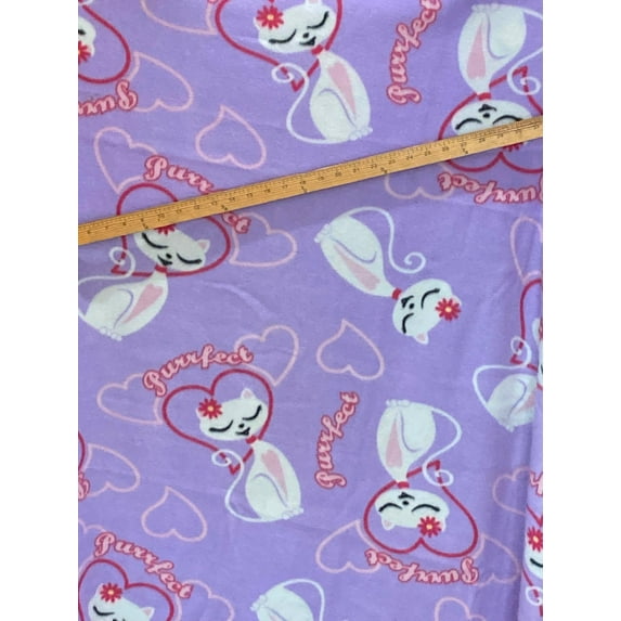 Cat Purrfect on Lavender Fleece Fabric is 100% Polyester - 58/60 Inches Wide and Sold By The Yard