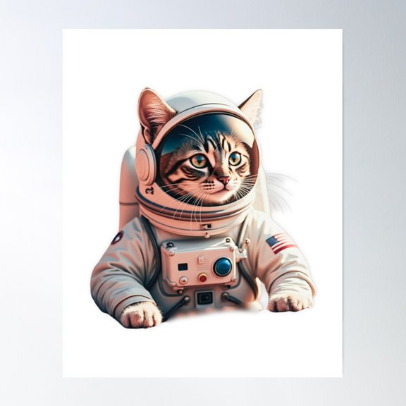 Cat Purrsuit Of Mars Poster Wall Art, Modern Wall Decor, 8x12 UNFRAMED