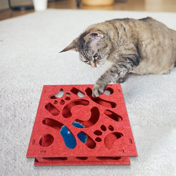 Cat Puzzle Feeder Maze Box Treat Dispenser Toy, Interactive Intelligence Game for Mental Stimulation and Slow Feeding