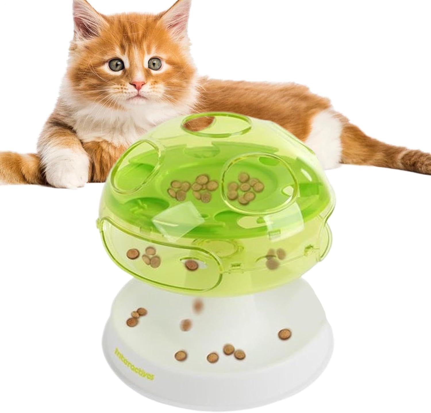 Cat Puzzle Feeder Toy, Interactive Mushroom Design Food Dispenser, Indoor Slow Feeding Toy for Play, Training, Hunting Instinct & Boredom Relief (Living Room & Home Use)