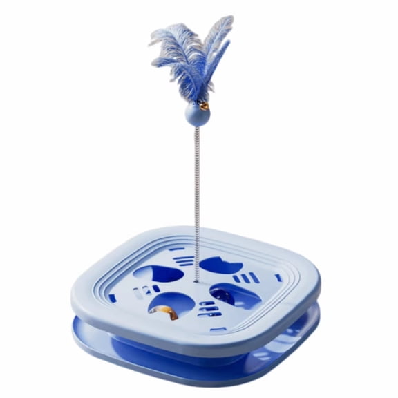 Cat Puzzle Toy with Feather & Bell, Interactive Turntable Toy for Indoor Cats, Self-Entertainment & Mental Stimulation for Boredom Relief, 1PC