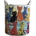 thumbnail image 1 of Cat Quilted Laundry Basket – Original Handmade Quilted Fabric Storage Bin for Clothes & Home Organization (C,Large (20" x 28")), 1 of 6
