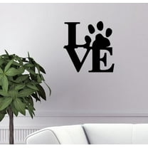 Cat Quotes Wall Decor LOVE Pawprint Dog Pet Owner Wall Art Decals Sticker 12x12-Inch Black
