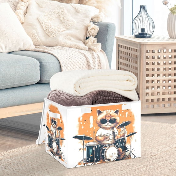 Cat Rack Drum Storage Basket Foldable Laundry Basket Shelf Kids Toy Storage Container Organizer with Handles