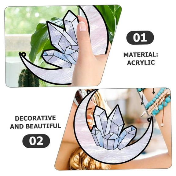 Cat Rainbow Moon SunCatcher Window Hanging Pet Memorial Keepsake Angel Floral Stained Glass for Pet Lovers Home Indoor