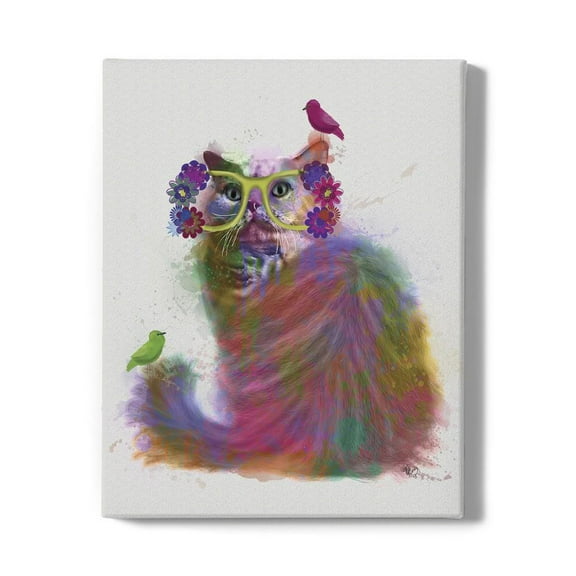 Cat Rainbow Splash 9 Wrapped Canvas  -Fab Funky Designs,