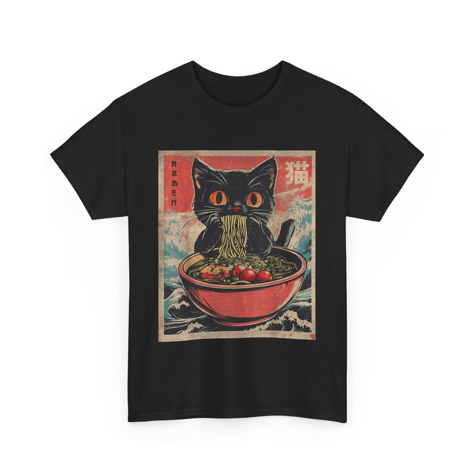 Cat Ramen Japanese Funny Graphic Tees Kawaii Cat Anime Gifts T-Shirt ...