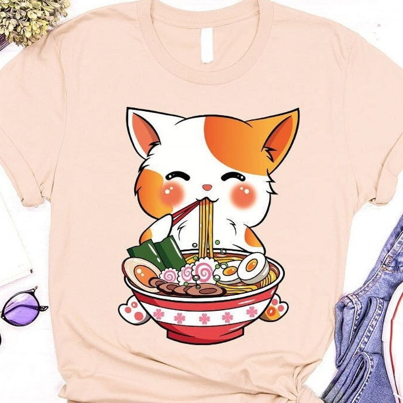 Japanese Ramen Gift T Shirt Cute Anime Cat Noodle Kitten Tee Japanese Ramen Gift T Shirt Cute Anime Cat Noodle Kitten Tee