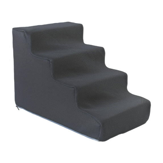 Cat Ramp Dog Stairs Ladder Sturdy High Density Sponge for Indoor Outdoor Use 4 Steps Dark Grey