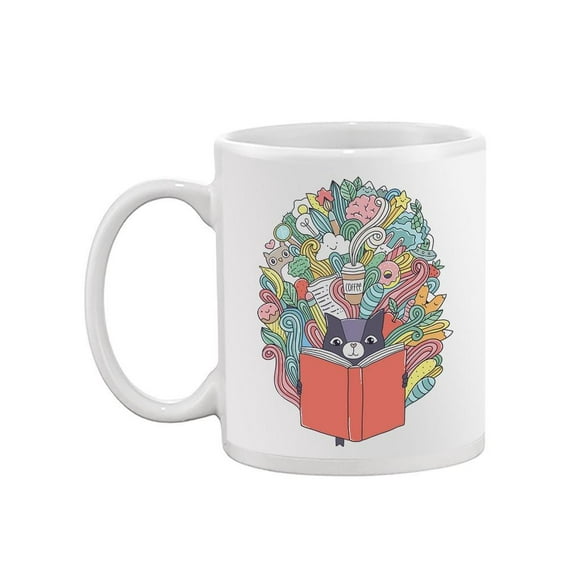 Cat Reading A Book Mug - Image by Shutterstock