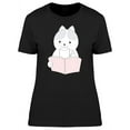 thumbnail image 1 of Cat Reading Book With A Cup T-Shirt Women -Image by Shutterstock, Female XX-Large, 1 of 2