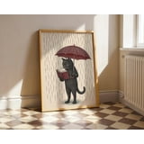 Cat Reading Japanese Rainy Day Ukiyo-e Poster , Poster Print Only ...