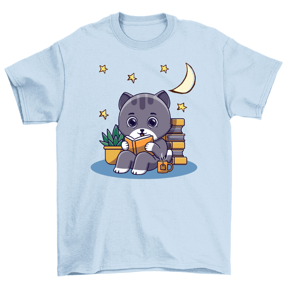 Cat Reading Librarian Bookworm Book Lover Gift T-Shirt Men Unisex
