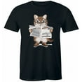thumbnail image 1 of Cat Reading Newspaper T-Shirt Kitty Cat Lovers Kitten News Tee, 1 of 2