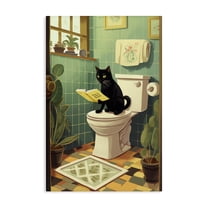 Cat Reading On Toilet Canvas Wall Art, design by Andreas Magnusson