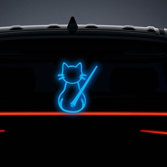 Cat Rear Window Wiper Decal, Reflective Waterproof Moving Tail Sticker for Cars, SUVs & Windshields,Blue