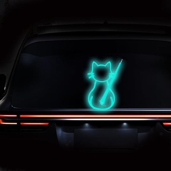 Cat Rear Window Wiper Decal, Reflective Waterproof Moving Tail Sticker for Cars, SUVs & Windshields,Mint Green