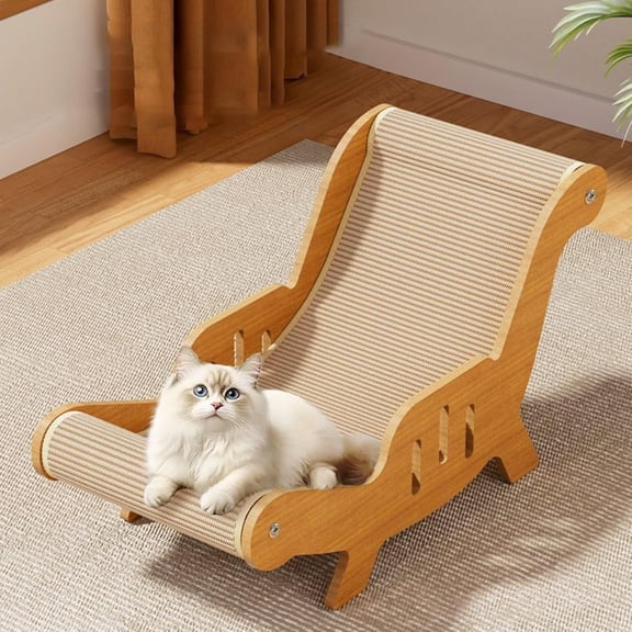 Cat Recliner Scraper Board Anti-Scratch Cat Nest Wooden Sword Hemp Grinding Claws Scratching Pad Pet, 2026 New Cat Recliner Scraper Board, Scratch Resistant & Low Lint