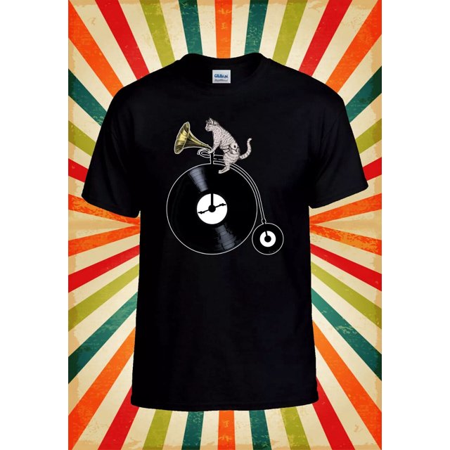 Cat Record Player Bike Music Song Wo Unisex Baseball T Shirt