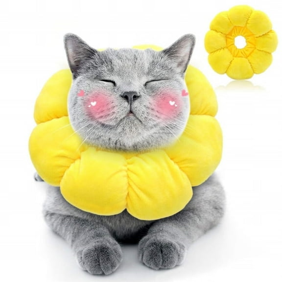 Cat Recovery Collar - Cute Sun Flower Neck Cat Cones After Surgery,Adjustable Cat E Collar,Surgery Recovery Elizabethan Collars for Kitten and Cats
