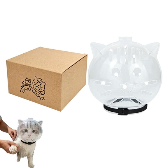Cat Recovery Space Hood, Spherical Anti-Licking Anti-Bite Head Cover, Protective Anti-Scratch Collar Cone, Pet Grooming Shield for Cats