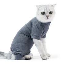 Cat Recovery Suit, After Surgery Wear for Abdominal Wounds Spay, Pet Cat Weaning Shedding Suit Onesie Jumpsuit Gray M