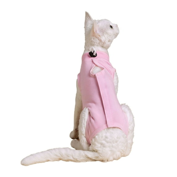 Cat Recovery Suit, Fastener Tape Adjustable Kitten Recovery Suit, E-Collar Alternative for Cats and Dogs Abdominal Skin Anti Licking Pajama Suit, Solid Pattern