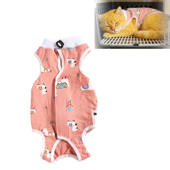 Cat Recovery Suit Female, Breathable Cat Onesie After Surgery Female for Cats After Surgery Recovery, Kitten Onesie After Spay Wear Anti Licking, Light pink,S