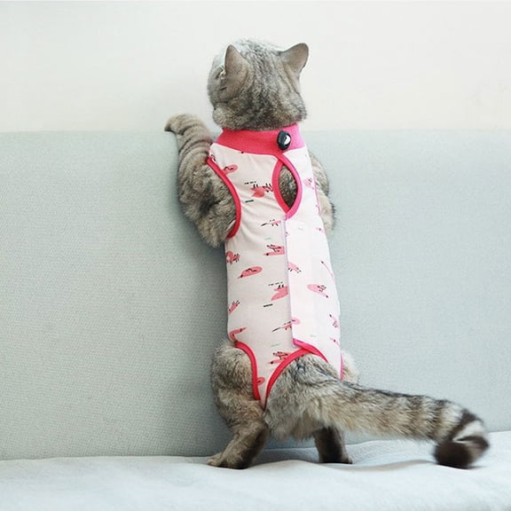 Cat Recovery Suit Female, Breathable Cat Onesie After Surgery Female for Cats After Surgery Recovery, Kitten Onesie After Spay Wear Anti Licking, Pink,S