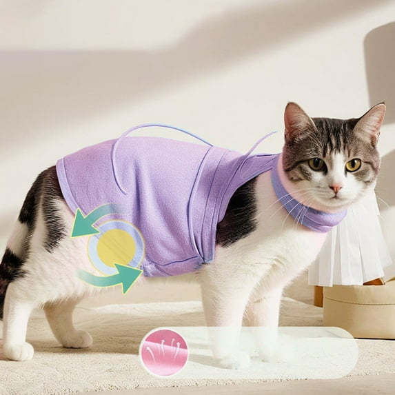Cat Recovery Suit Post Spay Abdominal Licking Protector Soft Breathable Fabric Alternative to E-Collar for