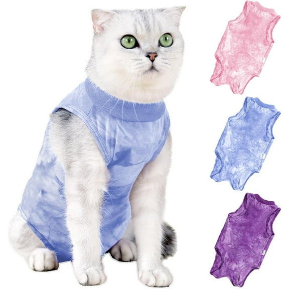 Cat Recovery Suit for Spay Cat Onesie for Cats After Surgery, Breathable Cat Surgery Recovery Suit Female Male Surgical Spay Suit, Kitten Recovery Suit E Collar Alternative Anti Licking Wounds, Large