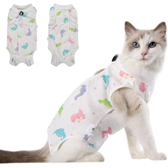 Cat Recovery Suit After Surgery, Anti Licking Onesie Postoperative Shirt for Female Spay Male Neuter, Soft Breathable Bodysuit Pajamas for Abdominal Wound Kitten E-Collar & Cone Alternative
