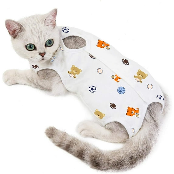 Cat Recovery Suit for Abdominal Wounds or Skin Diseases,After Surgery Wear Anti Licking Wounds,Breathable E-Collar Alternative for Cats and Dogs